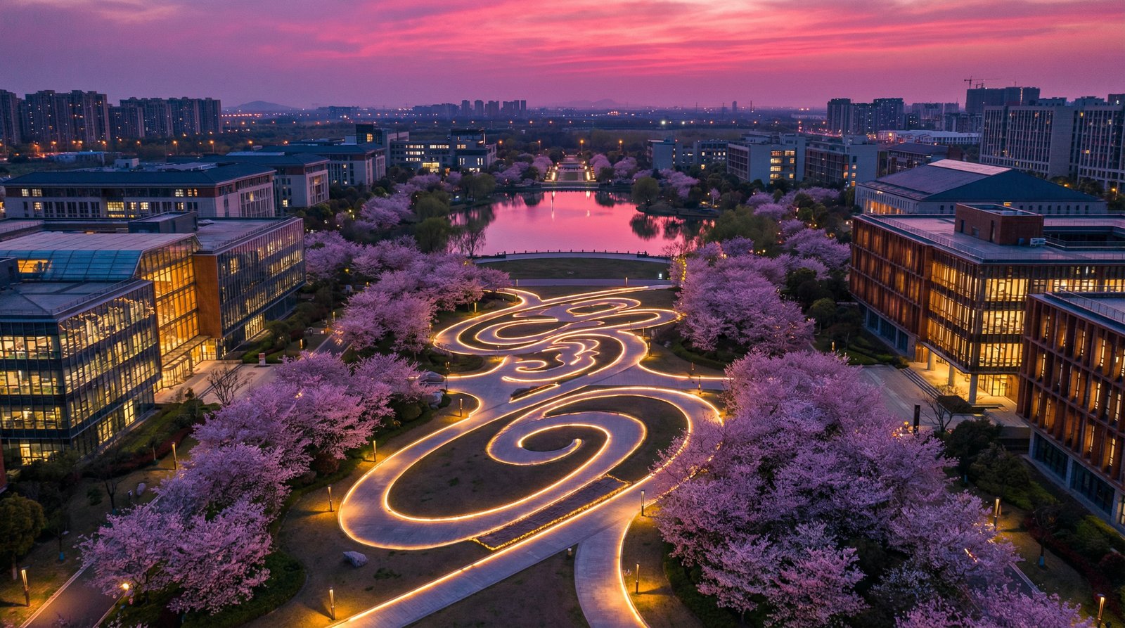 抖音风传媒航拍校园夜景传媒